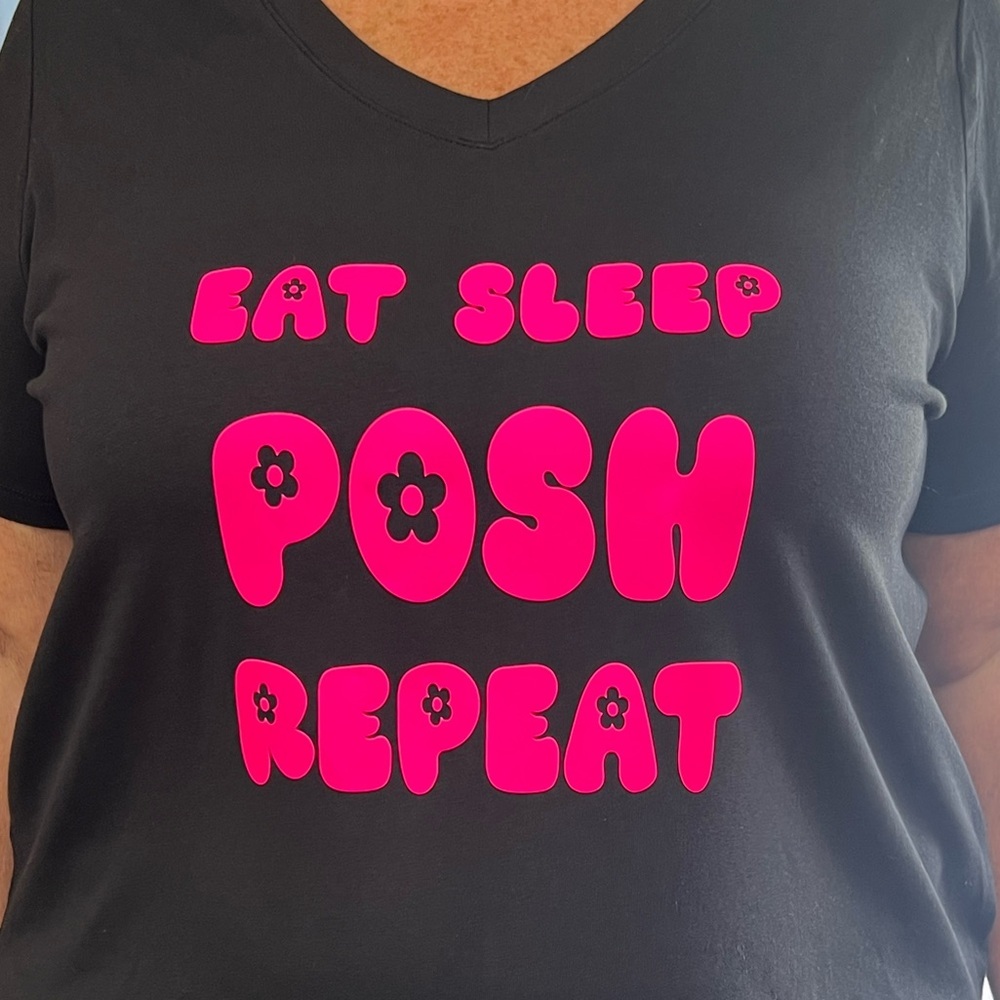 Hand Crafted Black Iron On Eat Sleep Posh Repeat IRON ON TRANSFER ONLY NOT SHIRT - Picture 6 of 9